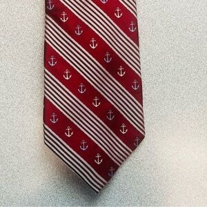 Chaps Nautical Anchors Silk Red, White, and Blue Striped Men's Tie Patriotic